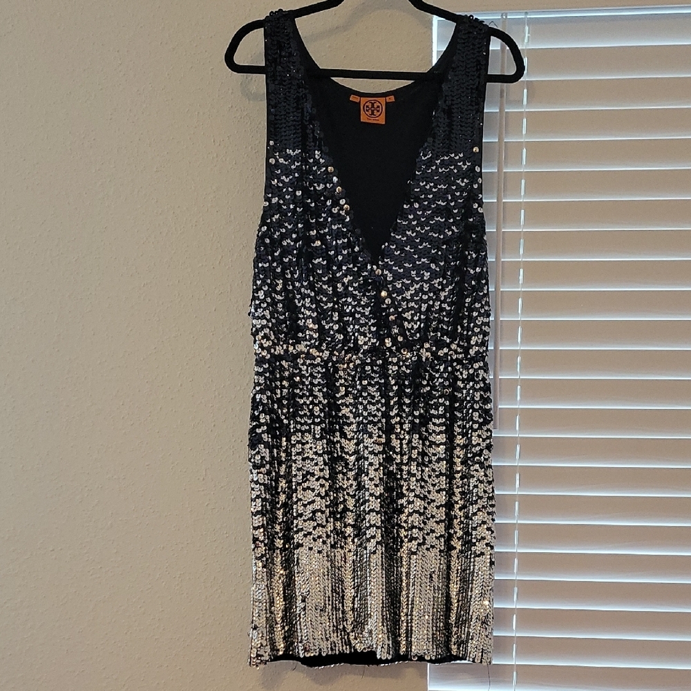 Tory Burch Black and Silver Sequin Dress
